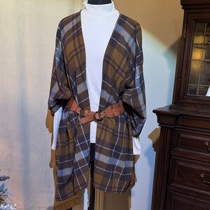 Ruby Rd. Brown Plaid Poncho - Perfectly Classy for Cold Weather! OS